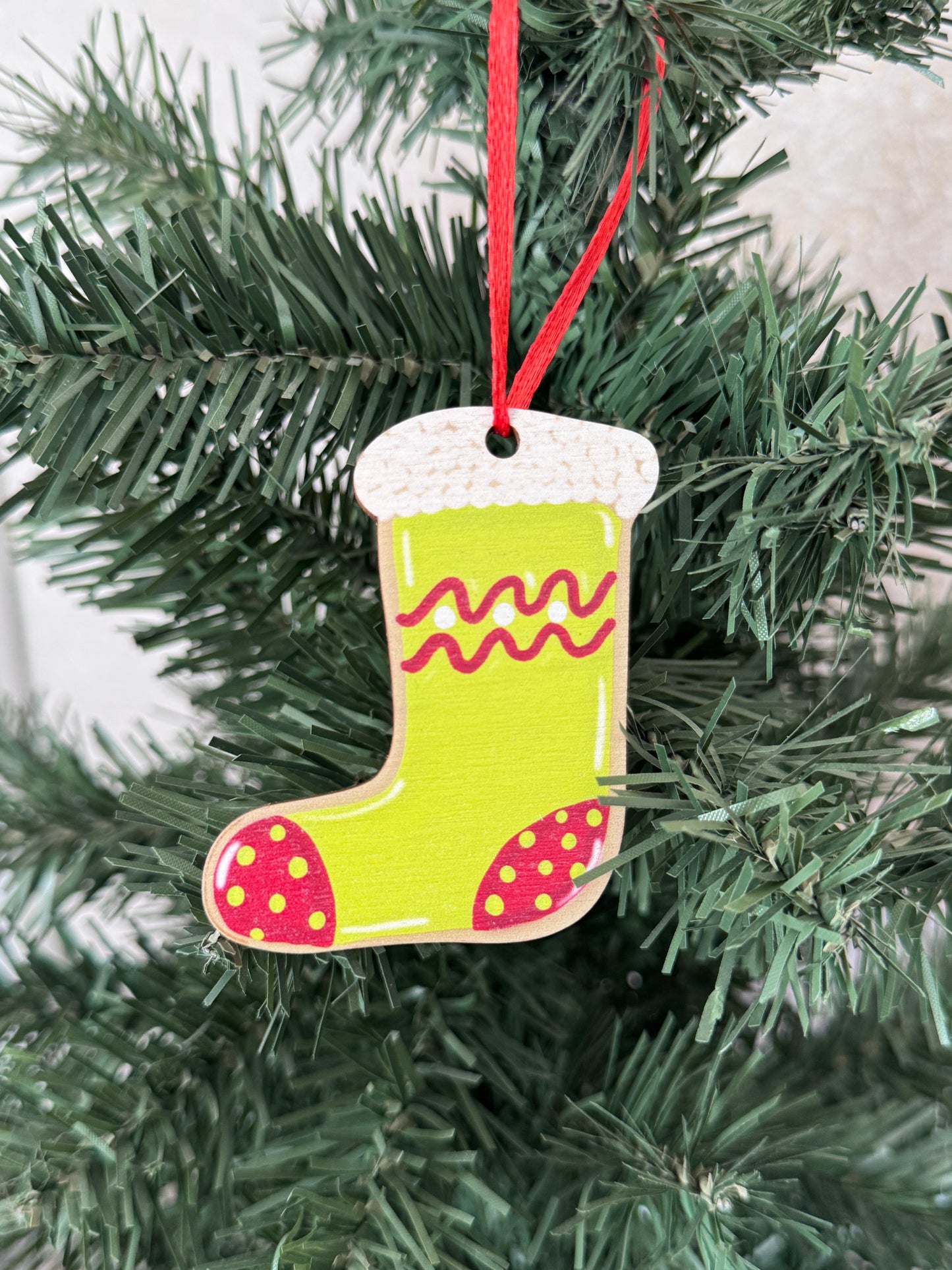 Wooden Christmas Decorations, Boxed set of 4 Cookie designs