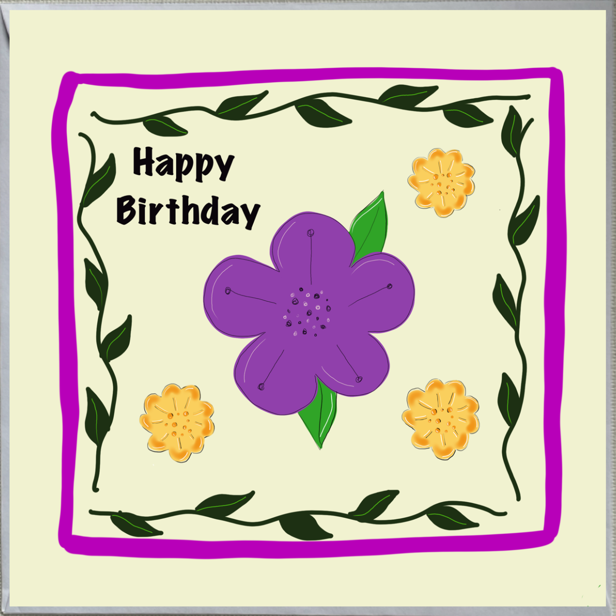 Flower Design Birthday Card