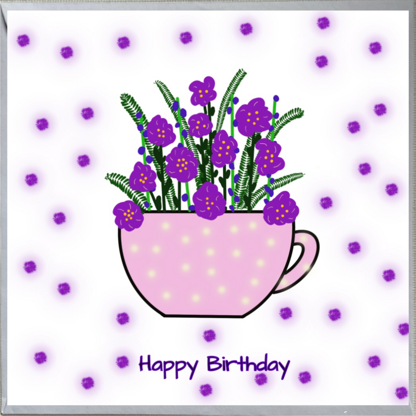 Flower Teacup Design Birthday Card