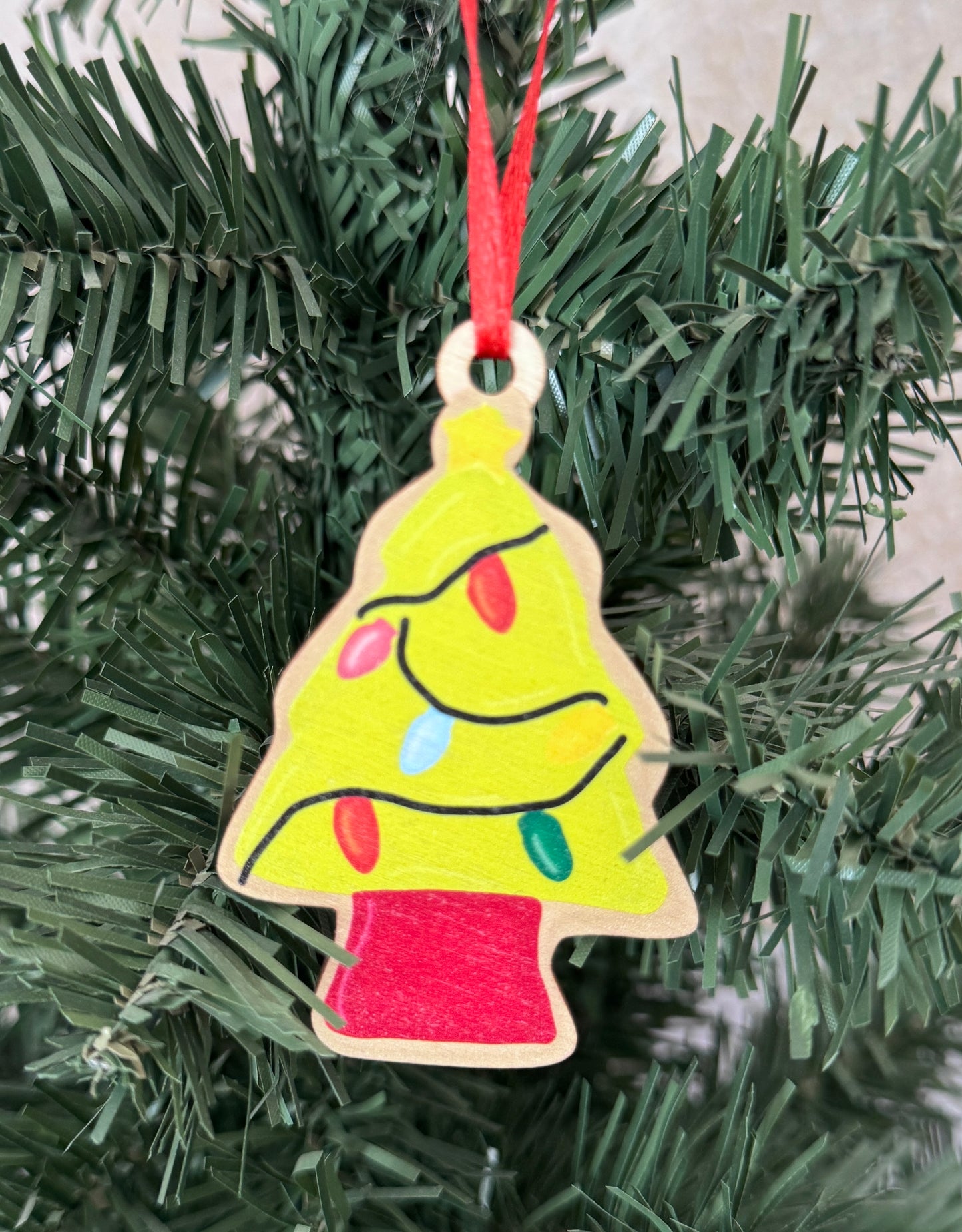 Wooden Christmas Decorations, Boxed set of 4 Cookie designs