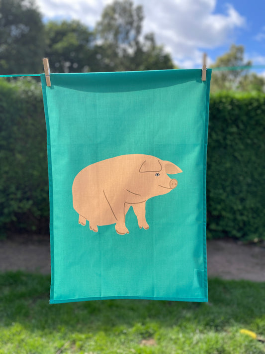 Pig Design 100% Cotton Tea Towel